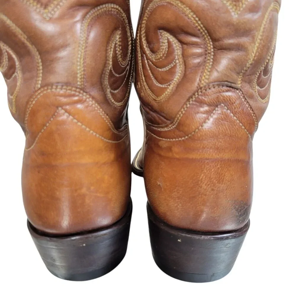 Hondo Men's Brown Goat Leather Cowboy Boots‎ Size 9.5D Western